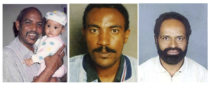 Left to Right: Seyoum Tsehaye, photographer and prominent radio journalist, photo courtesy Vanessa Tsehaye; Amanuel Asrat, a noted poet and editor-in-chief of the newspaper Zemen, photo courtesy Dr. Daniel Asrat; and Fesshaye Yohannes, a widely respected poet and journalist, co-founder of Eritrea’s first independent newspaper Setit. All were imprisoned without charge or trial in 2001.