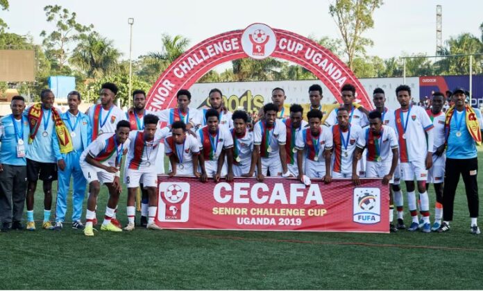 Eritrea at the Cecafa Cup in 2019 in Uganda. Seven players went missing after helping Eritrea reach the final and remain in hiding. Photograph: Darren McKinstry/Alamy